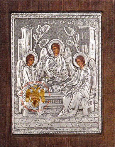 Hospitality of Abraham Silver Plated Icon